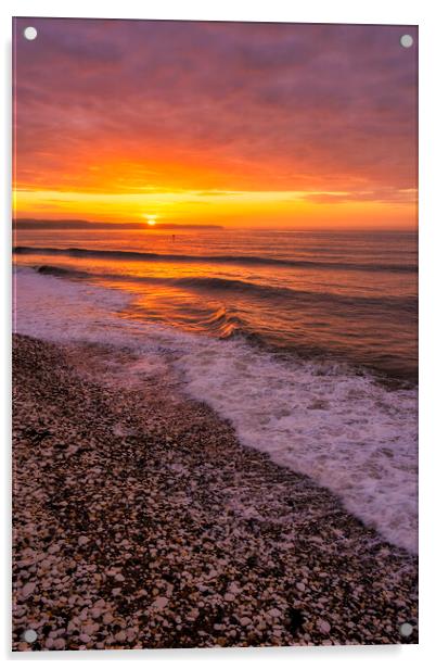 Bridlington North Beach Sunrise Acrylic by Tim Hill