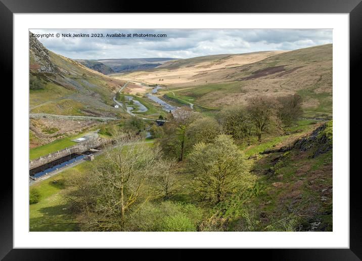 View Down the Claerwen Valley from Claerwen Dam Po Framed Mounted Print by Nick Jenkins