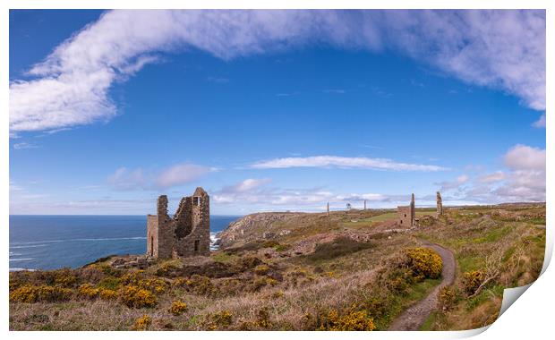 Cornish Mining Heritage Panorama - The Tin Coast Print by Tracey Turner