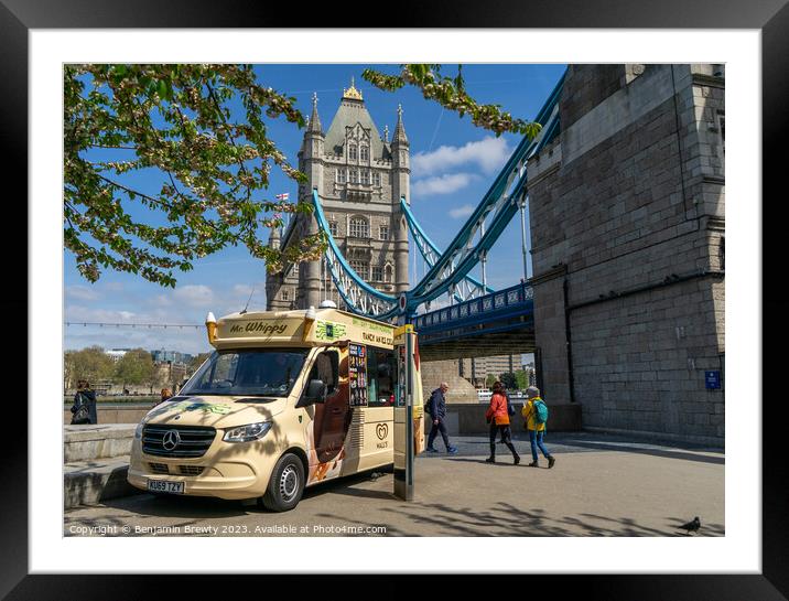 Ice Cream Van At Tower Bridge Framed Mounted Print by Benjamin Brewty