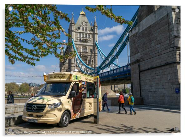 Ice Cream Van At Tower Bridge Acrylic by Benjamin Brewty