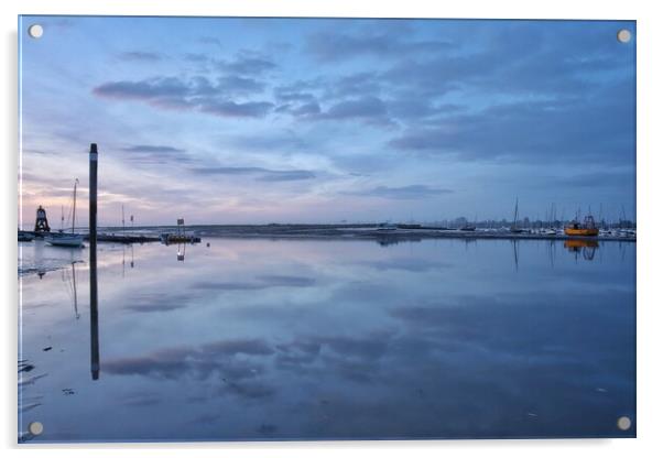 Pre sunrise cloud and reflections over the Brightlingsea Harbour  Acrylic by Tony lopez