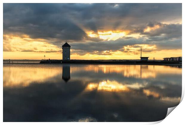 Sunset colours and reflections over Brightlingsea tidal pool  Print by Tony lopez