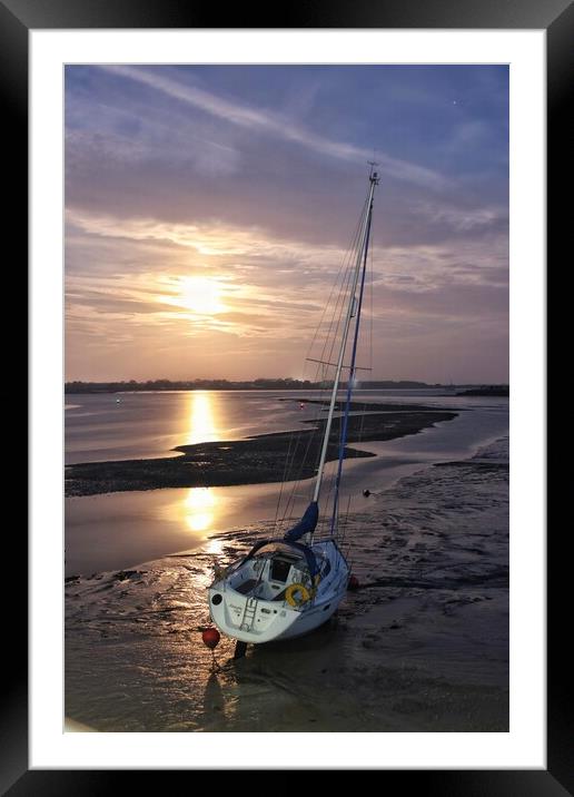 Moon down over the Brightlingsea Harbour  Framed Mounted Print by Tony lopez