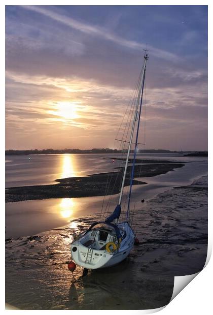 Moon down over the Brightlingsea Harbour  Print by Tony lopez