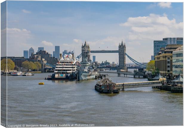 View From London Bridge  Canvas Print by Benjamin Brewty