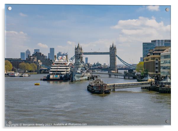 View From London Bridge  Acrylic by Benjamin Brewty