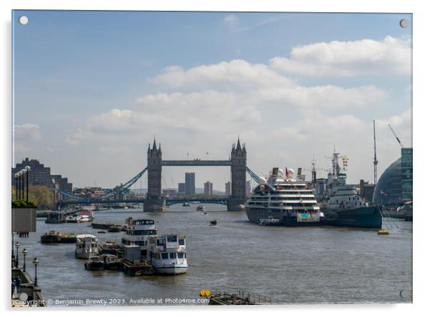 View From London Bridge  Acrylic by Benjamin Brewty