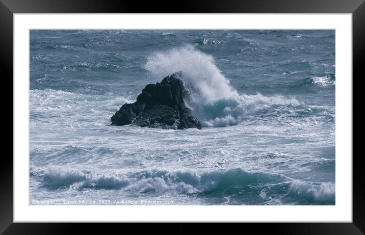 breaking wave Framed Mounted Print by Simon Johnson