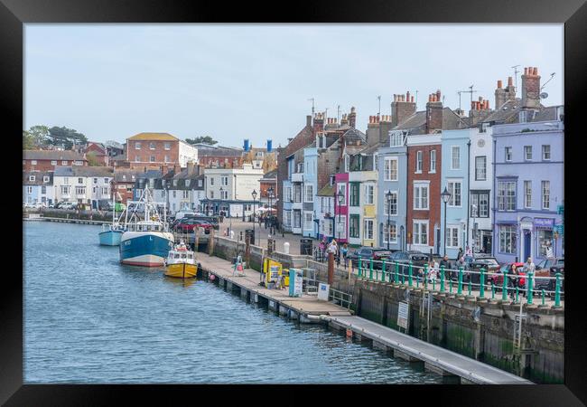 A Vibrant Summer Scene in Weymouth Harbour Framed Print by Graham Custance