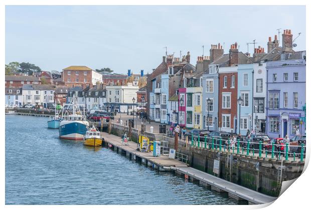 A Vibrant Summer Scene in Weymouth Harbour Print by Graham Custance