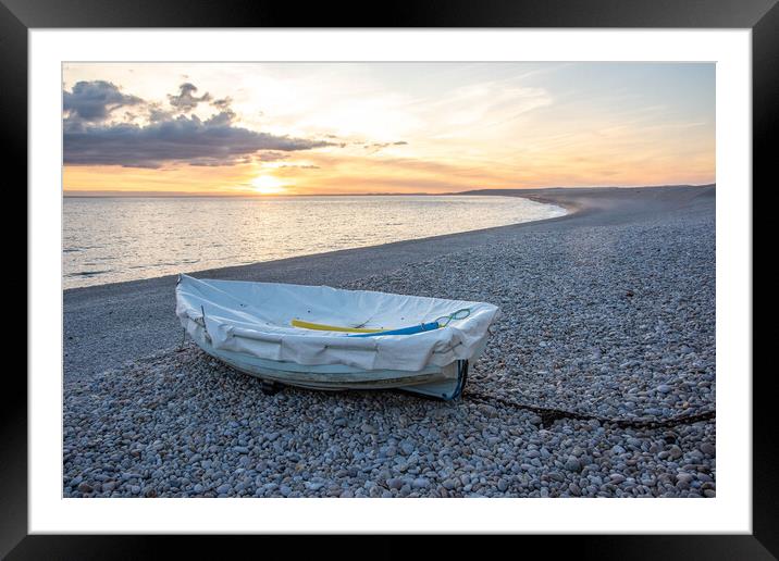 Majestic Sunset over Chesil Beach Framed Mounted Print by Graham Custance