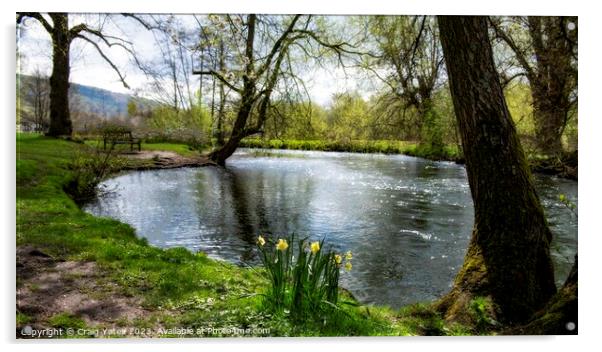 River Wye Bakewell Derbyshire. Acrylic by Craig Yates