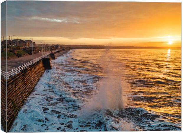 Bridlington Sunrise and Waves Canvas Print by Tim Hill