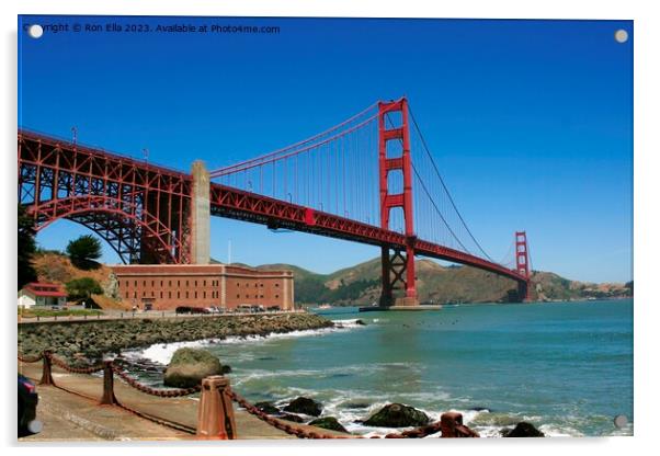 Iconic Golden Gate Bridge Acrylic by Ron Ella