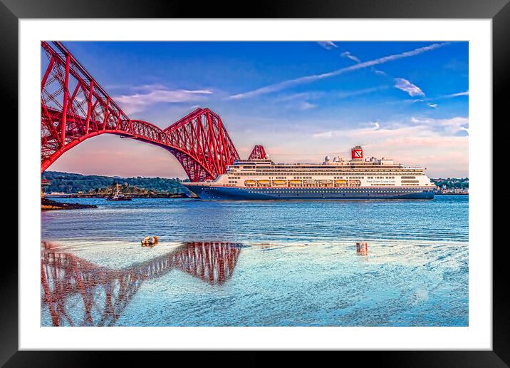 The Bridge and a Ship Framed Mounted Print by Valerie Paterson