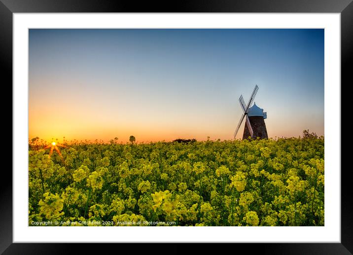 Halnaker Windmill at Sunset Framed Mounted Print by Andy Critchfield