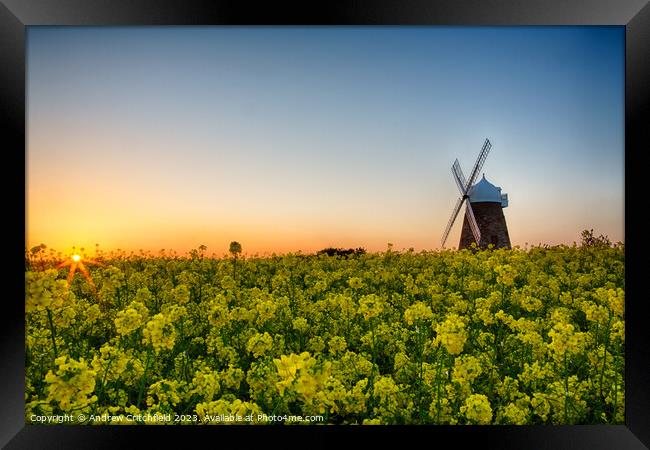 Halnaker Windmill at Sunset Framed Print by Andy Critchfield