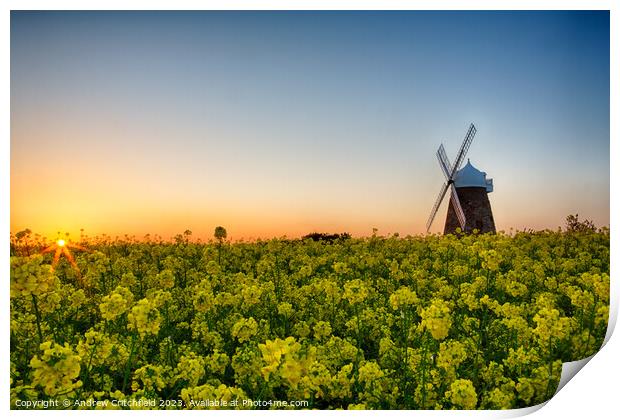 Halnaker Windmill at Sunset Print by Andy Critchfield