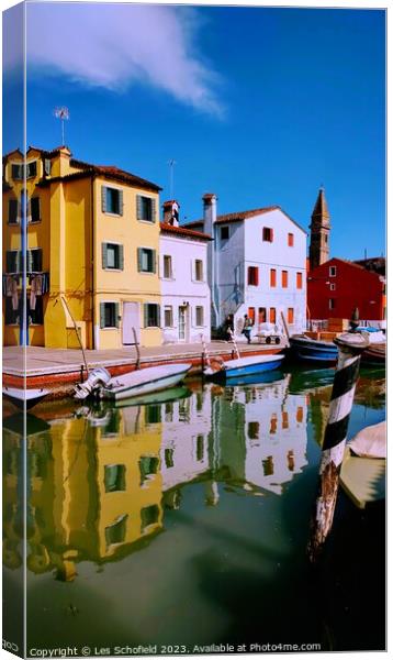 Reflections of Venice  Canvas Print by Les Schofield