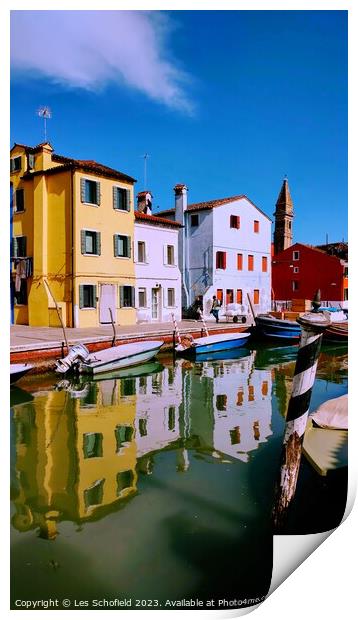 Reflections of Venice  Print by Les Schofield