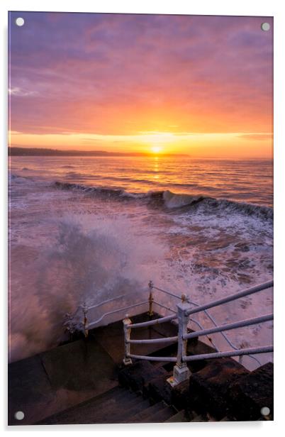 North Sea Sunrise, Bridlington Acrylic by Tim Hill