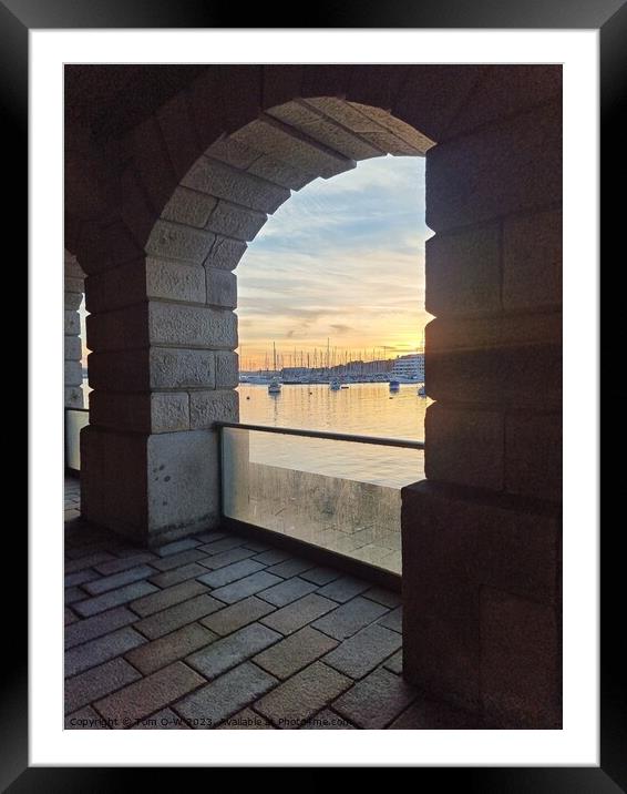 Building arch with view of a harbour Framed Mounted Print by TTG 