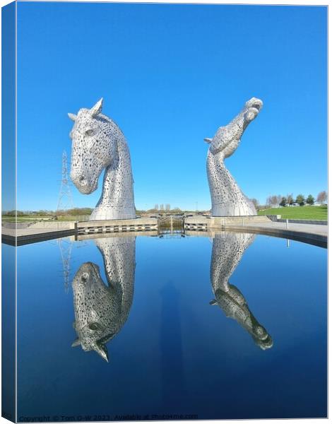 Majestic Kelpies by the Lake  Canvas Print by TTG 