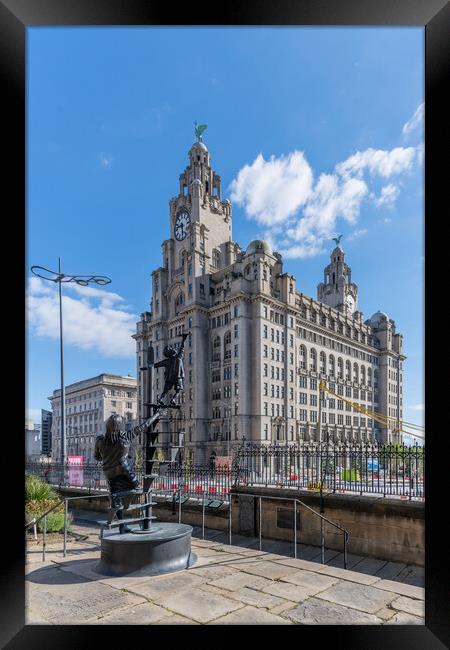 Royal Liver Building and Liverpool Blitz Monument Framed Print by Dave Wood