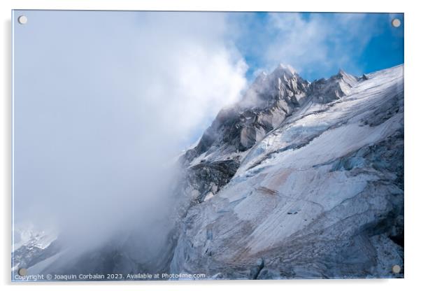 Rugged and dangerous mountain peaks high in the Alps losing thei Acrylic by Joaquin Corbalan