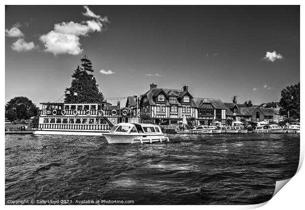 The Swan at Horning black and white Print by Sally Lloyd