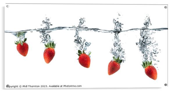Tempting Red Strawberry Splash Acrylic by Phill Thornton