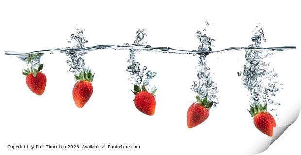 Tempting Red Strawberry Splash Print by Phill Thornton