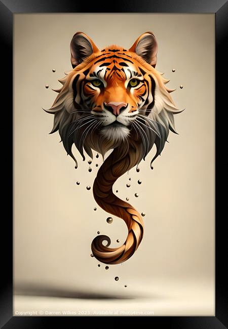 Twisted Tiger Impressionism Framed Print by Darren Wilkes