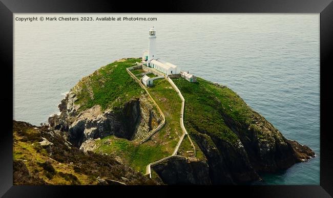 South Stack lighthouse Island Framed Print by Mark Chesters