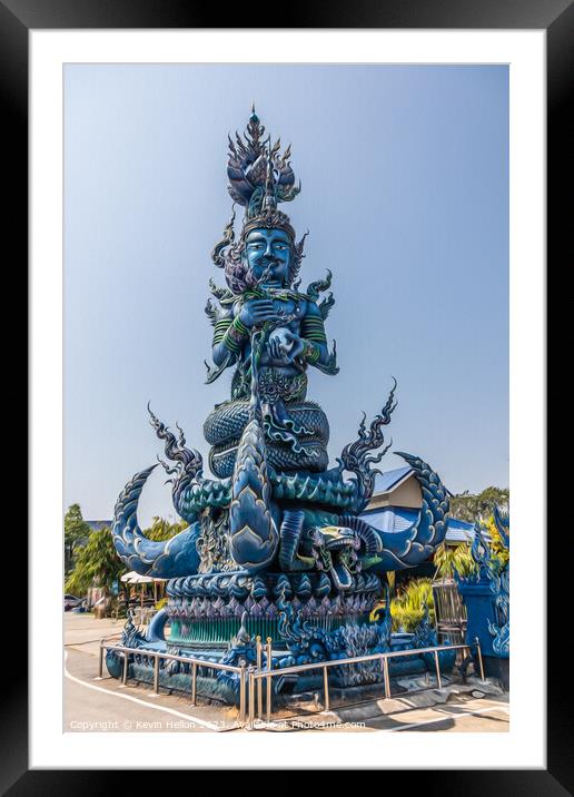 Statue at the Blue Temple, Framed Mounted Print by Kevin Hellon