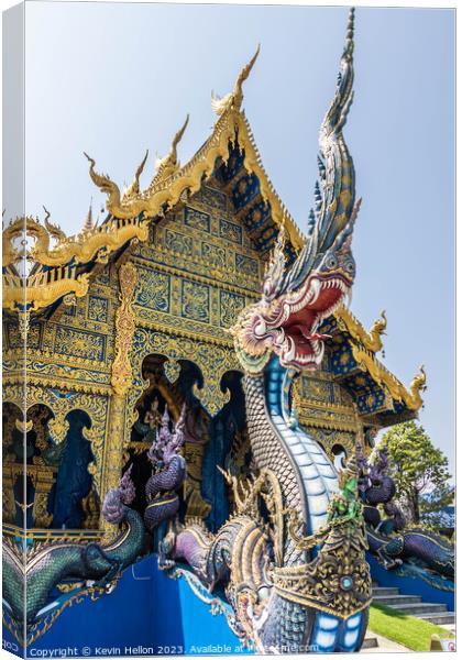Naga, Blue Temple, Wat Rong Suea Ten,  Canvas Print by Kevin Hellon