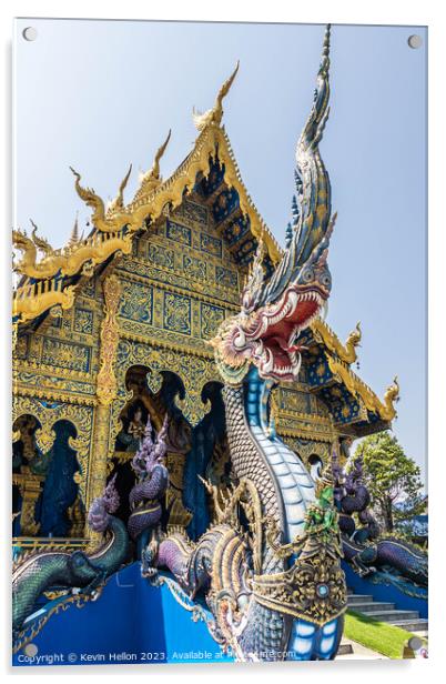Naga, Blue Temple, Wat Rong Suea Ten,  Acrylic by Kevin Hellon