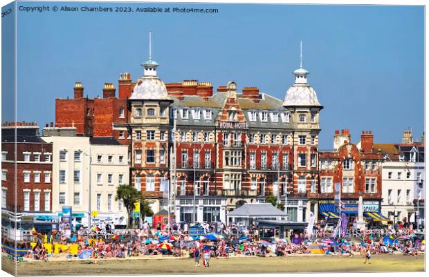 Royal Hotel Weymouth Canvas Print by Alison Chambers