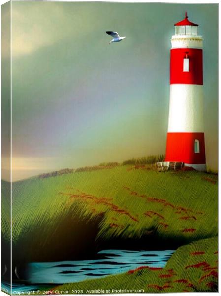 Lonely Lighthouse Standing Tall Canvas Print by Beryl Curran