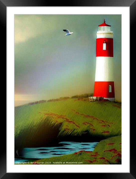 Lonely Lighthouse Standing Tall Framed Mounted Print by Beryl Curran