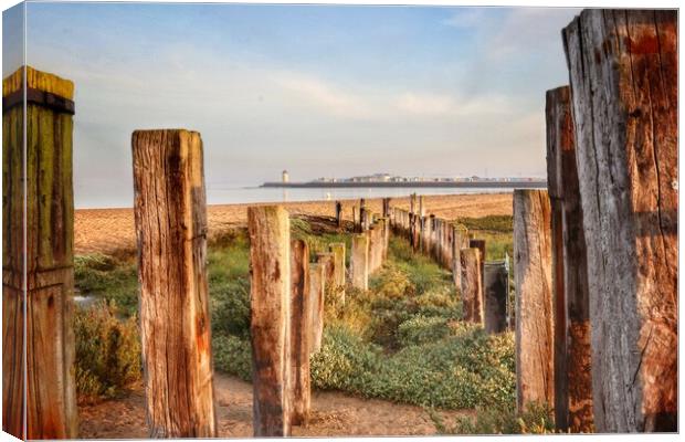 Morning Views over Brightlingsea beach  Canvas Print by Tony lopez