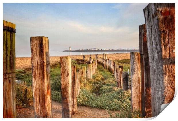 Morning Views over Brightlingsea beach  Print by Tony lopez