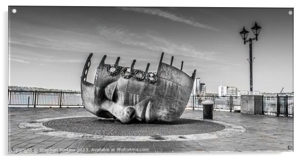 Seafarers war memorial face sculpture Acrylic by Stephen Jenkins