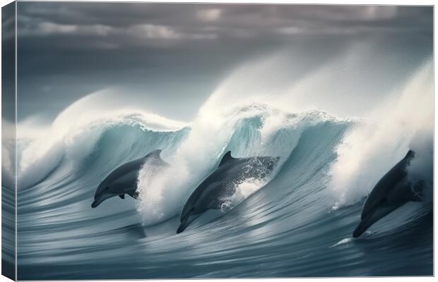 Pod of Dolphins Canvas Print by Picture Wizard
