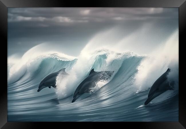 Pod of Dolphins Framed Print by Picture Wizard