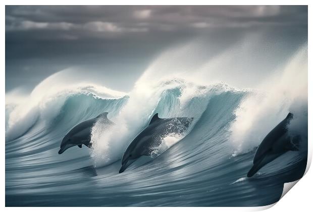 Pod of Dolphins Print by Picture Wizard