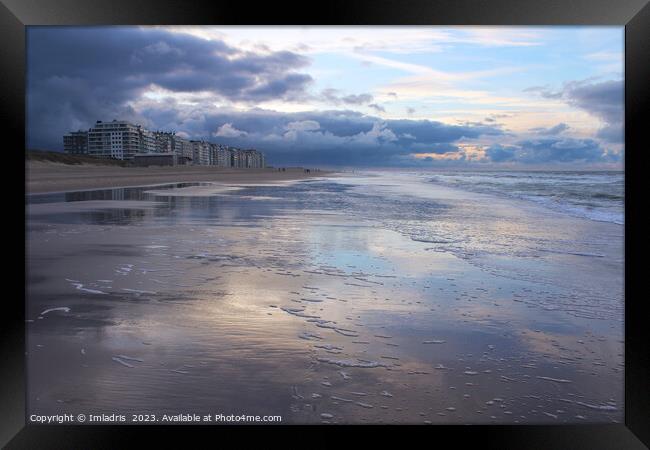 Soft Pastel Reflections Wenduine Beach, Belgium Framed Print by Imladris 
