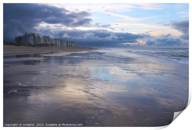 Soft Pastel Reflections Wenduine Beach, Belgium Print by Imladris 