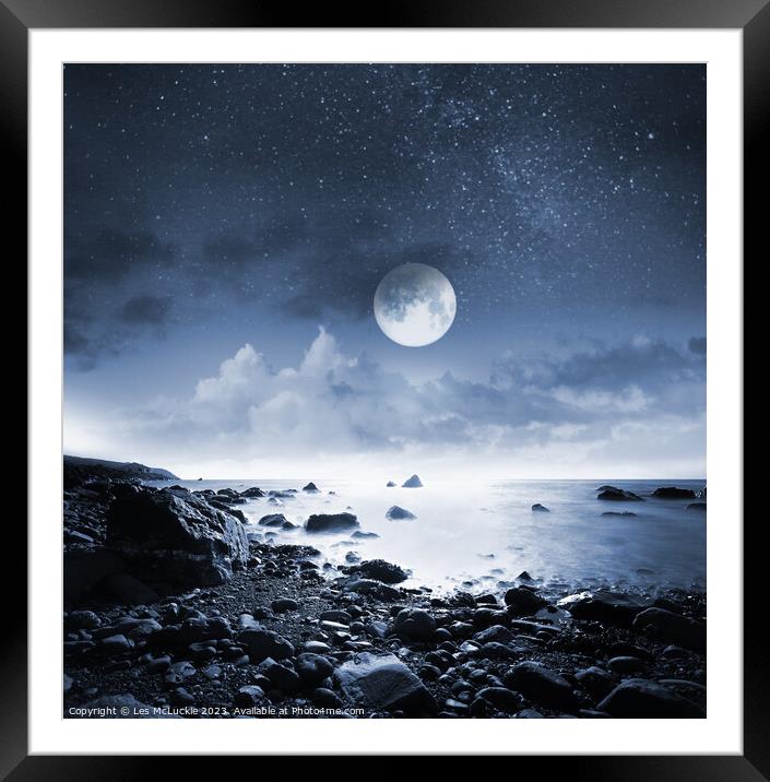 Enigmatic Moonlit Sky Framed Mounted Print by Les McLuckie